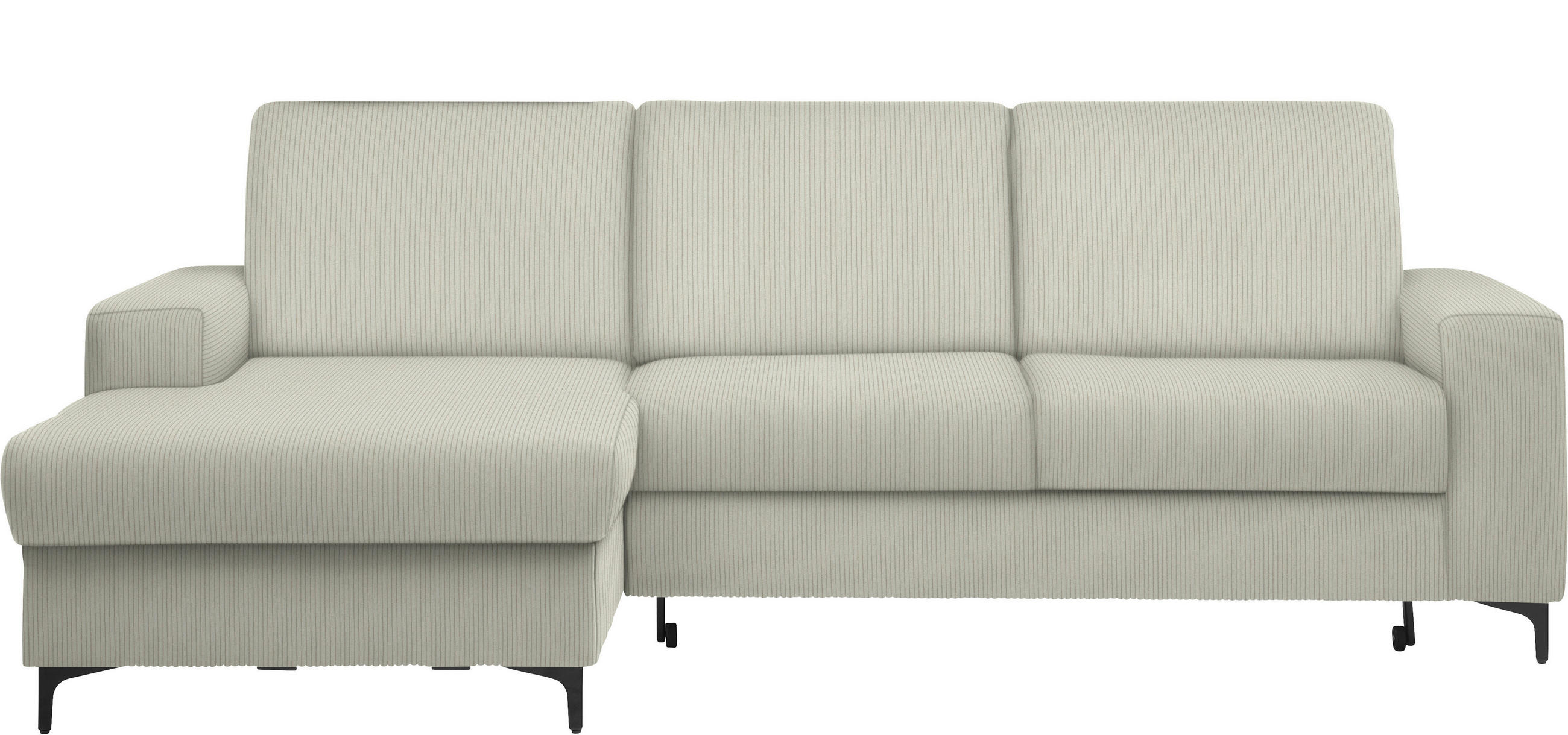 ECKSOFA in Cord Ecru  - Ecru/Schwarz, KONVENTIONELL, Textil/Metall (167/247cm) - Stylife