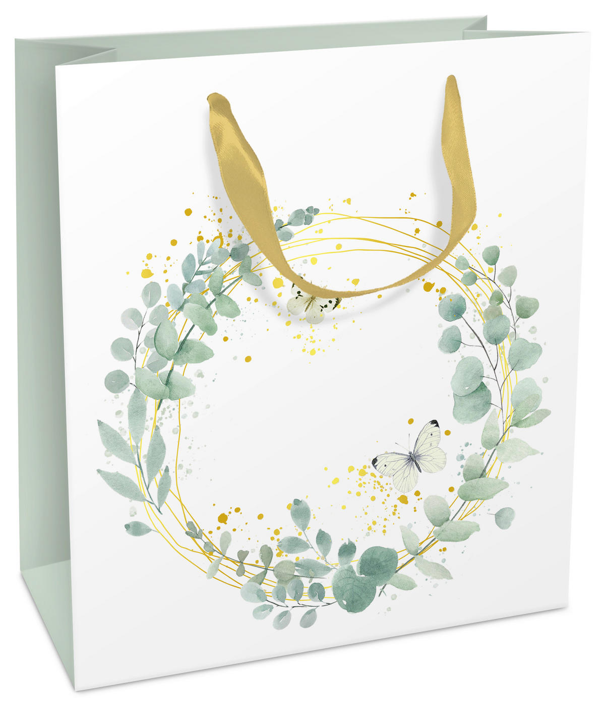 GESCHENKTASCHE  - Salbeigrün, Natur, Papier (18/21/8cm)