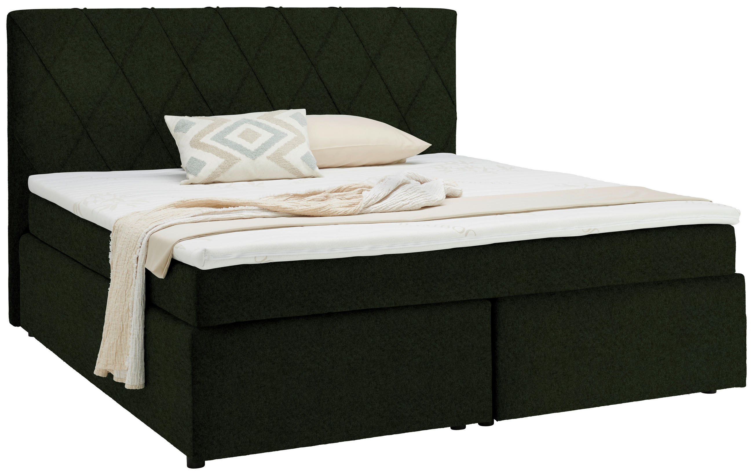 BOXSPRINGBETT 160/200 cm  in Grün  - Schwarz/Grün, Design, Holzwerkstoff/Kunststoff (160/200cm) - Xora