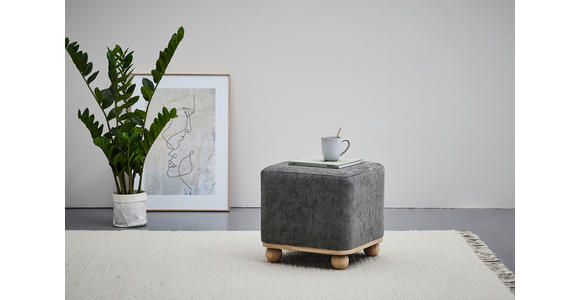 HOCKER Leinenoptik Kiefer Grau - Naturfarben/Grau, Trend, Holz/Textil (41/41/41cm) - Xora