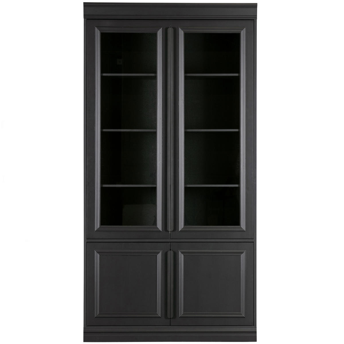 VITRINE  in massiv Kiefer Schwarz  - Schwarz, Design, Glas/Holz (110/215/44cm) - Livetastic
