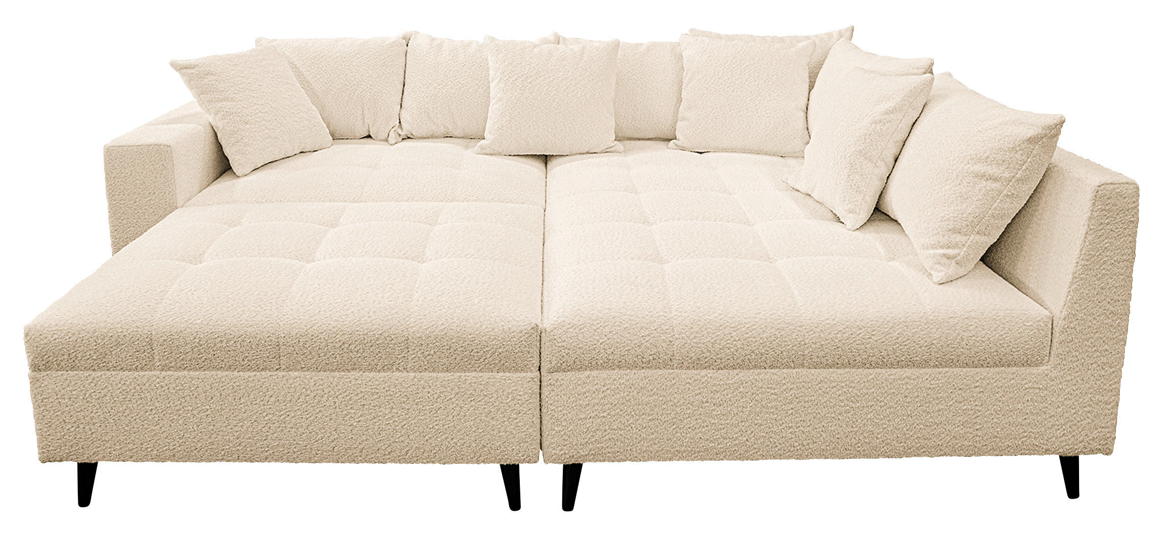Ecksofa inkl. Hocker in Bouclé Beige  247/174 cm  - Beige/Schwarz, Design, Holz/Textil (247/174cm) - MID.YOU