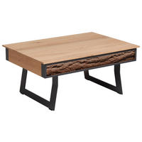 COUCHTISCH Kerneiche vollmassiv 105/75/47 cm rechteckig Anthrazit, Eichefarben  - Eichefarben/Anthrazit, Design, Holz/Metall (105/75/47cm) - Valnatura
