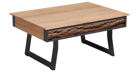 COUCHTISCH Kerneiche vollmassiv 105/75/47 cm rechteckig Anthrazit, Eichefarben  - Eichefarben/Anthrazit, Design, Holz/Metall (105/75/47cm) - Valnatura