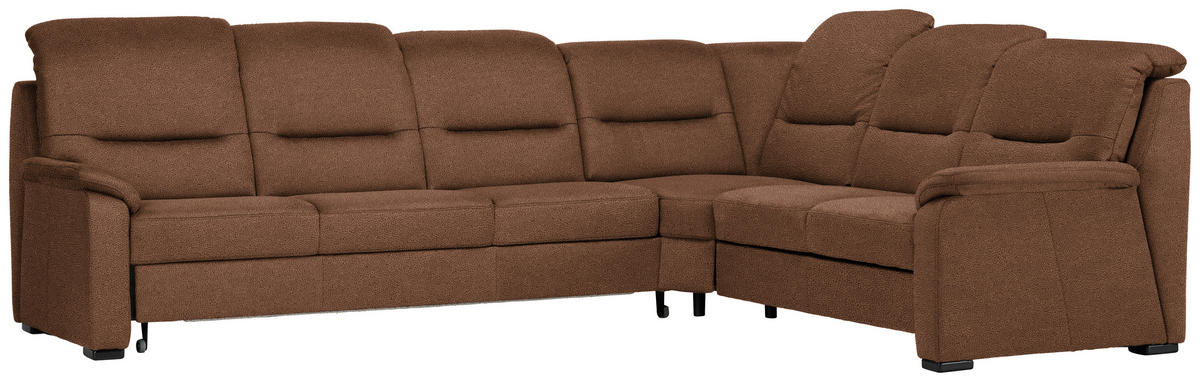 ECKSOFA in Mikrofaser Hellbraun  - Hellbraun/Schwarz, Konventionell, Holz/Textil (303/245cm) - Beldomo Comfort