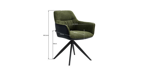 ARMLEHNSTUHL in Eisen Webstoff - Schwarz/Grün, Design, Textil/Metall (61.5/83.5/63cm) - Novel