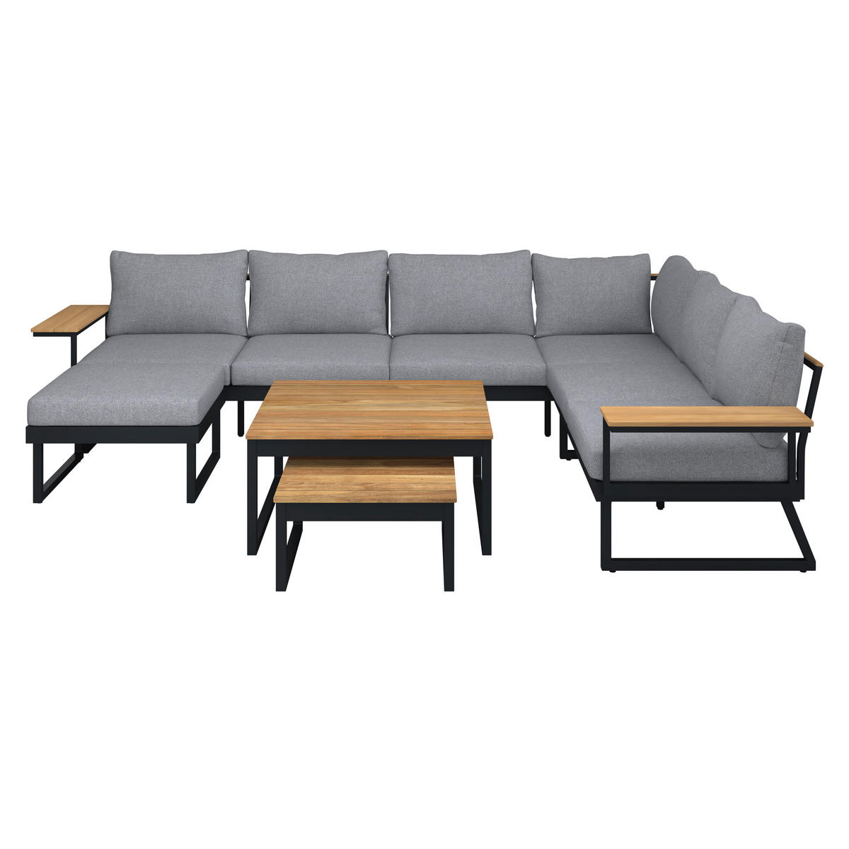 LOUNGEGARNITUR   Teakholz Aluminium  - Dunkelgrau, MODERN, Holz/Metall - Ambia Garden