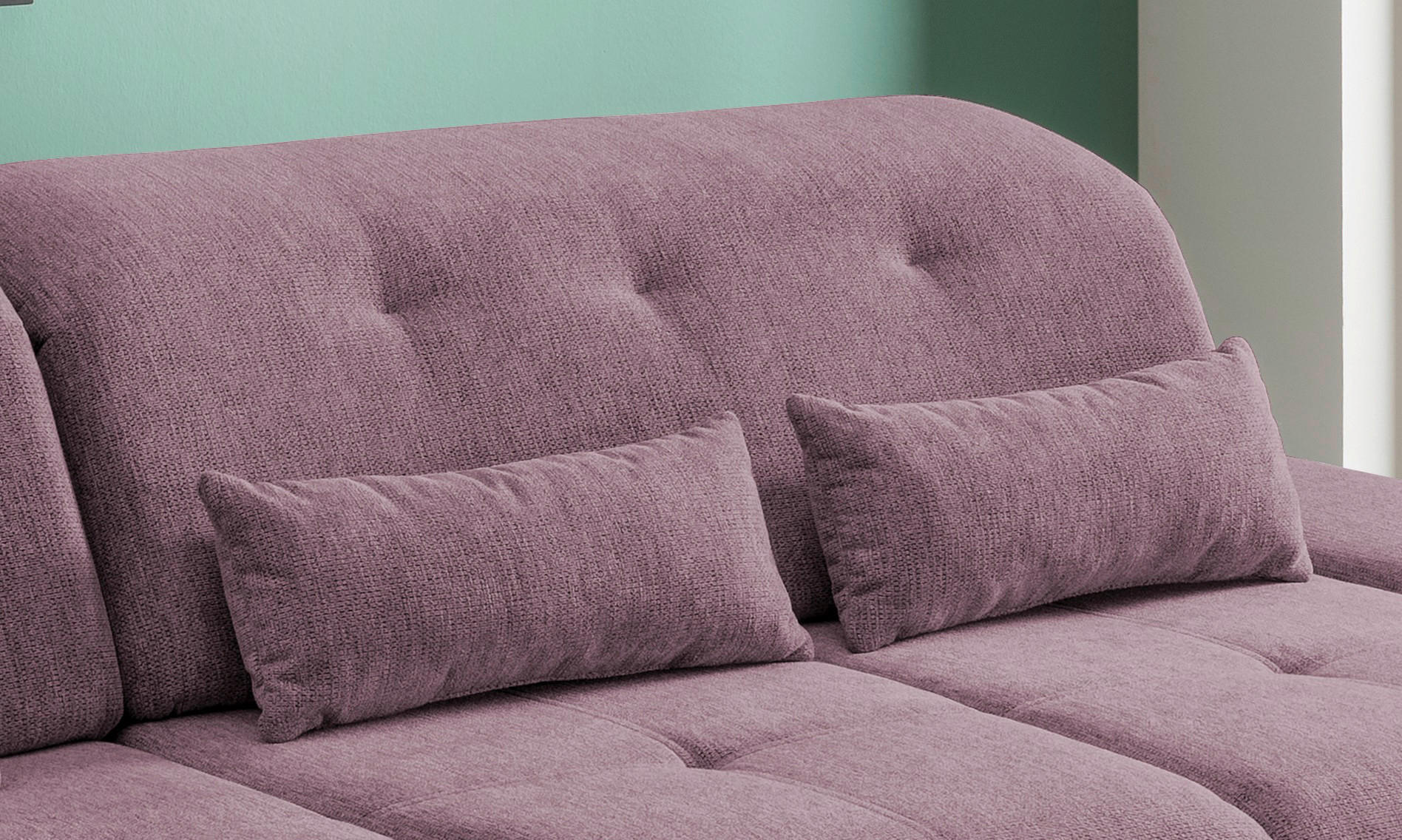 ECKSOFA Brombeere Chenille  - Chromfarben/Brombeere, Design, Textil/Metall (196/86-101/300cm) - Livetastic