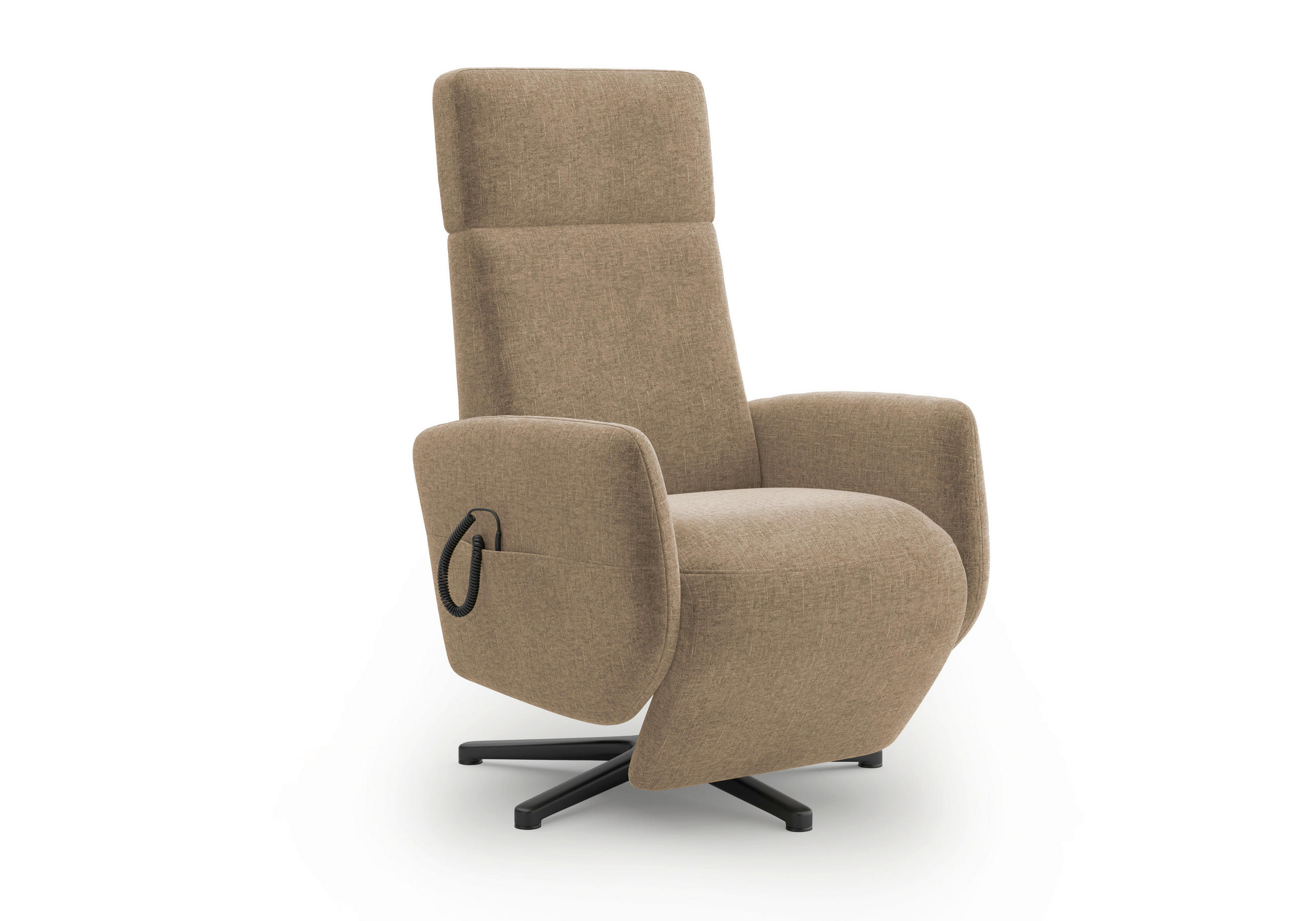 RELAXSESSEL Flachgewebe Aufstehhilfe    - Hellbraun/Schwarz, KONVENTIONELL, Textil/Metall (71/110/82cm) - Sit & More