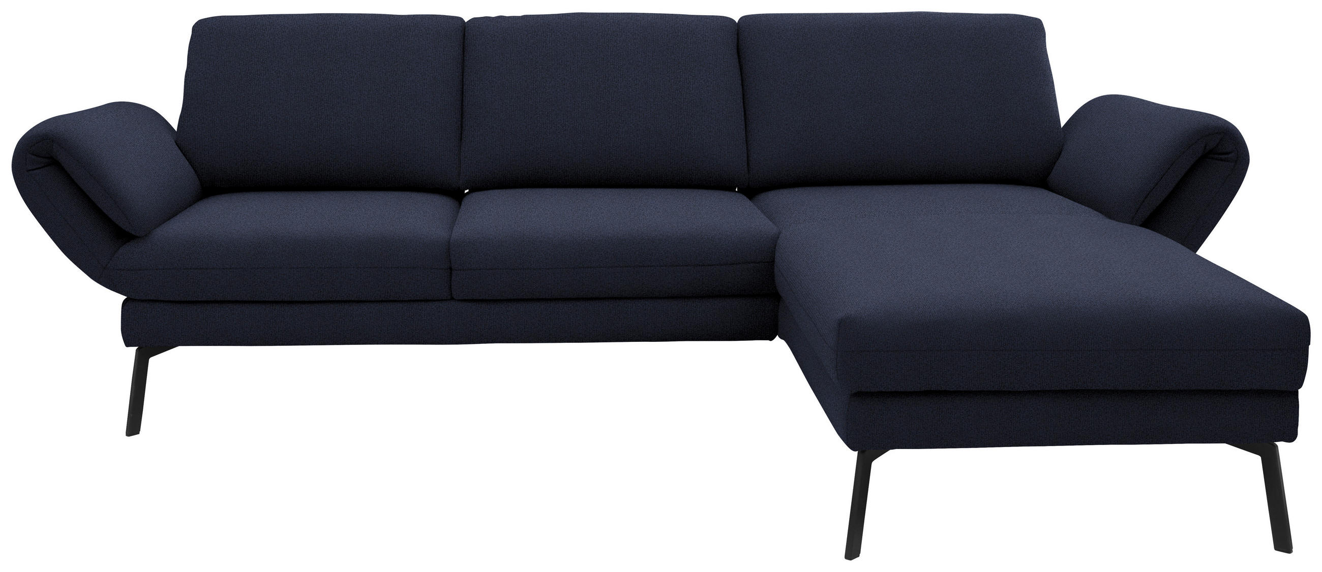 ECKSOFA  in Flachgewebe Blau  255-365/175-224 cm  - Blau/Schwarz, Design, Textil/Metall (255-365/175-224cm) - Dieter Knoll