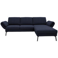 ECKSOFA  in Flachgewebe Blau  255-365/175-224 cm  - Blau/Schwarz, Design, Textil/Metall (255-365/175-224cm) - Dieter Knoll