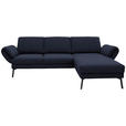 ECKSOFA  in Flachgewebe Blau Armteilverstellung, Relaxfunktion, Drehsitzfunktion  255-365/175-224 cm  - Blau/Schwarz, Design, Textil/Metall (255-365/175-224cm) - Dieter Knoll