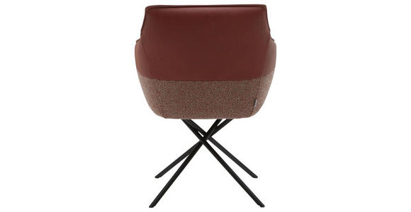 ARMLEHNSTUHL in Flachgewebe Echtleder naturbelassen - Beige/Rot, Design, Leder/Textil (62/85/67cm) - Ambiente