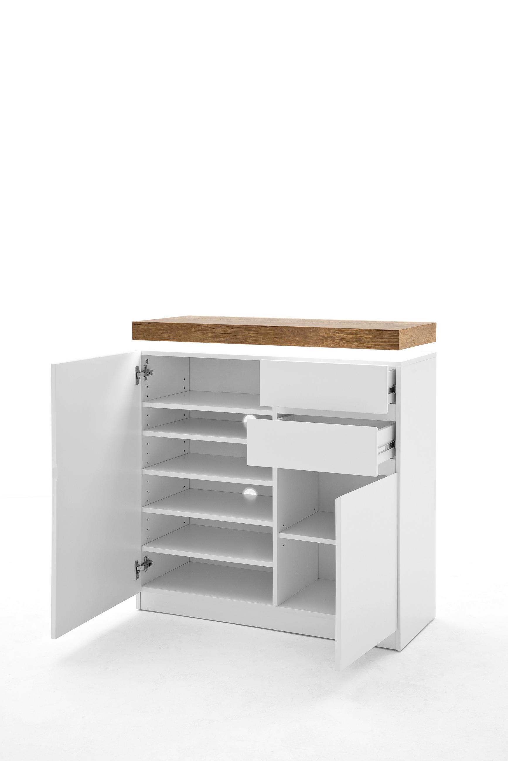 SCHUHSCHRANK Weiß, Eichefarben  - Eichefarben/Weiß, Design, Holzwerkstoff (91/97/38cm) - Livetastic