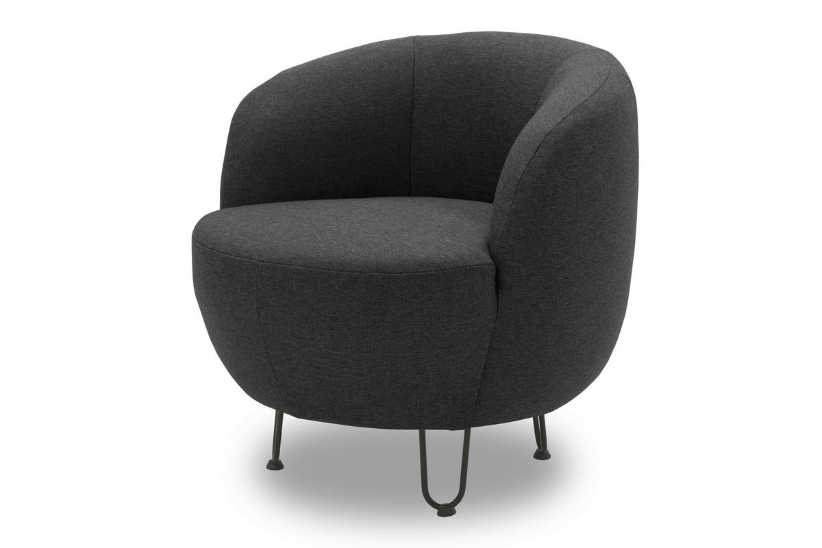SESSEL Webstoff Grau    - Schwarz/Grau, Design, Textil/Metall (72/74/76cm) - MID.YOU