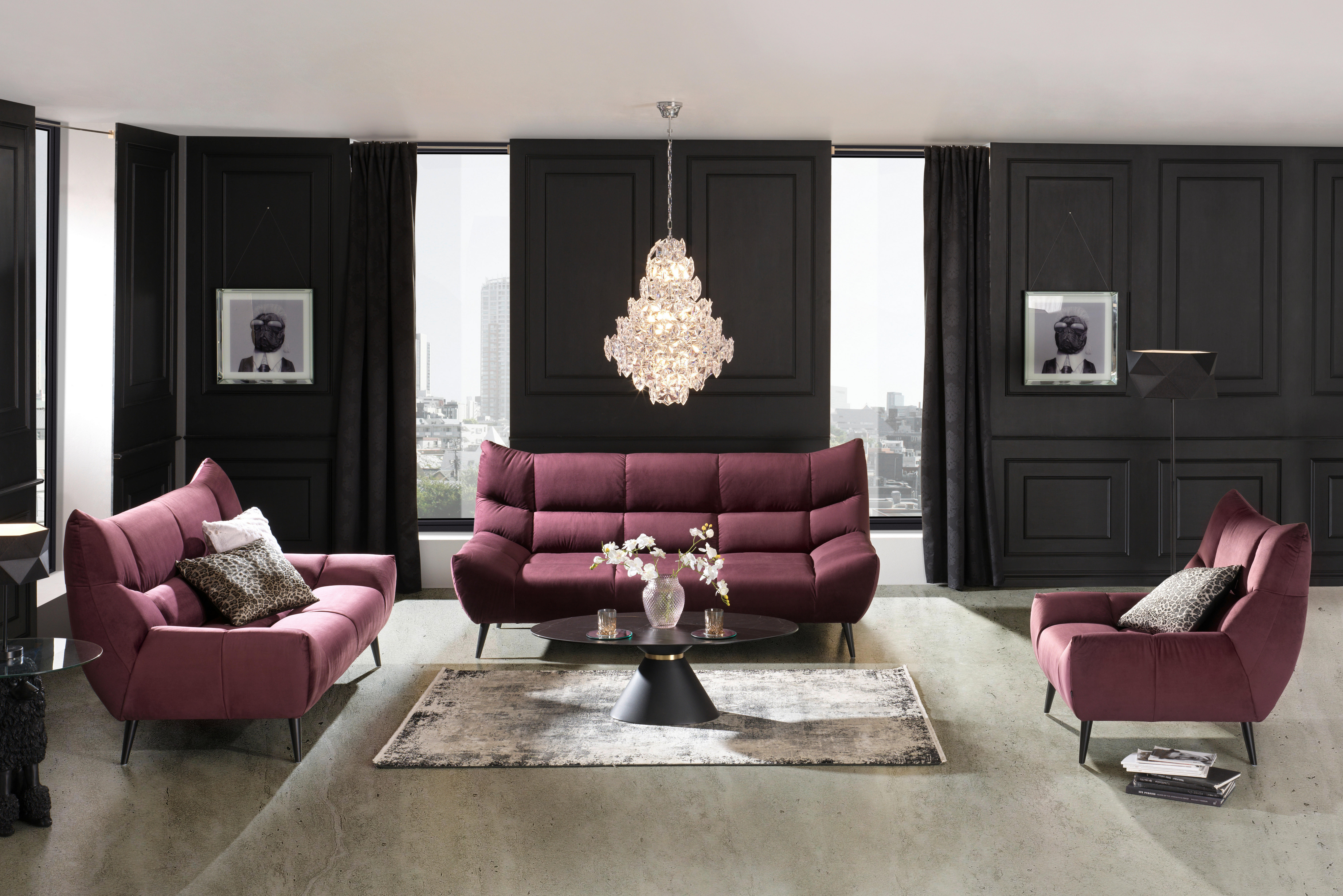 FOTOLIU in textil roșu burgund  - roșu burgund/negru, Design, metal/textil (100/104/99cm) - Xora