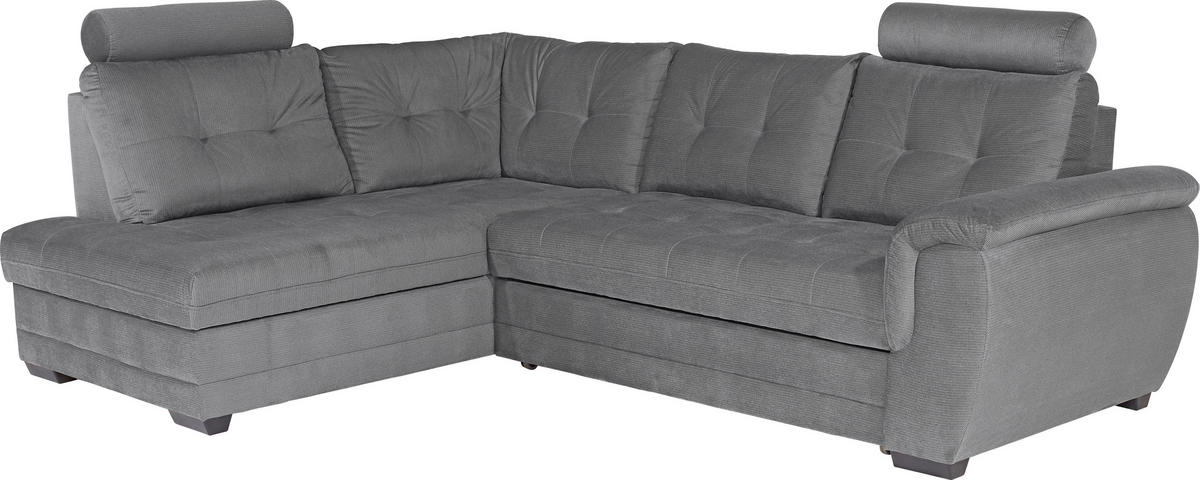 ECKSOFA in Webstoff Dunkelgrau  - Dunkelgrau/Dunkelbraun, Konventionell, Kunststoff/Textil (183/251cm) - Livetastic