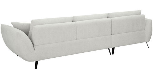 ECKSOFA Elfenbein Chenille Armlehnenkissen, Rücken echt, Sitztiefenverstellung  - Elfenbein/Schwarz, KONVENTIONELL, Textil/Metall (313/215cm) - Hom`in