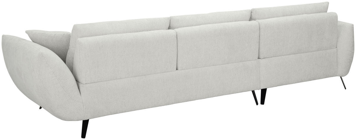 ECKSOFA Elfenbein Chenille Armlehnenkissen, Rücken echt, Sitztiefenverstellung  - Elfenbein/Schwarz, KONVENTIONELL, Textil/Metall (313/215cm) - Hom`in