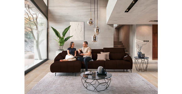 ECKSOFA in Echtleder Braun 165/313 cm - Schwarz/Braun, Design, Leder/Metall (165/313cm) - Emilio Belluti