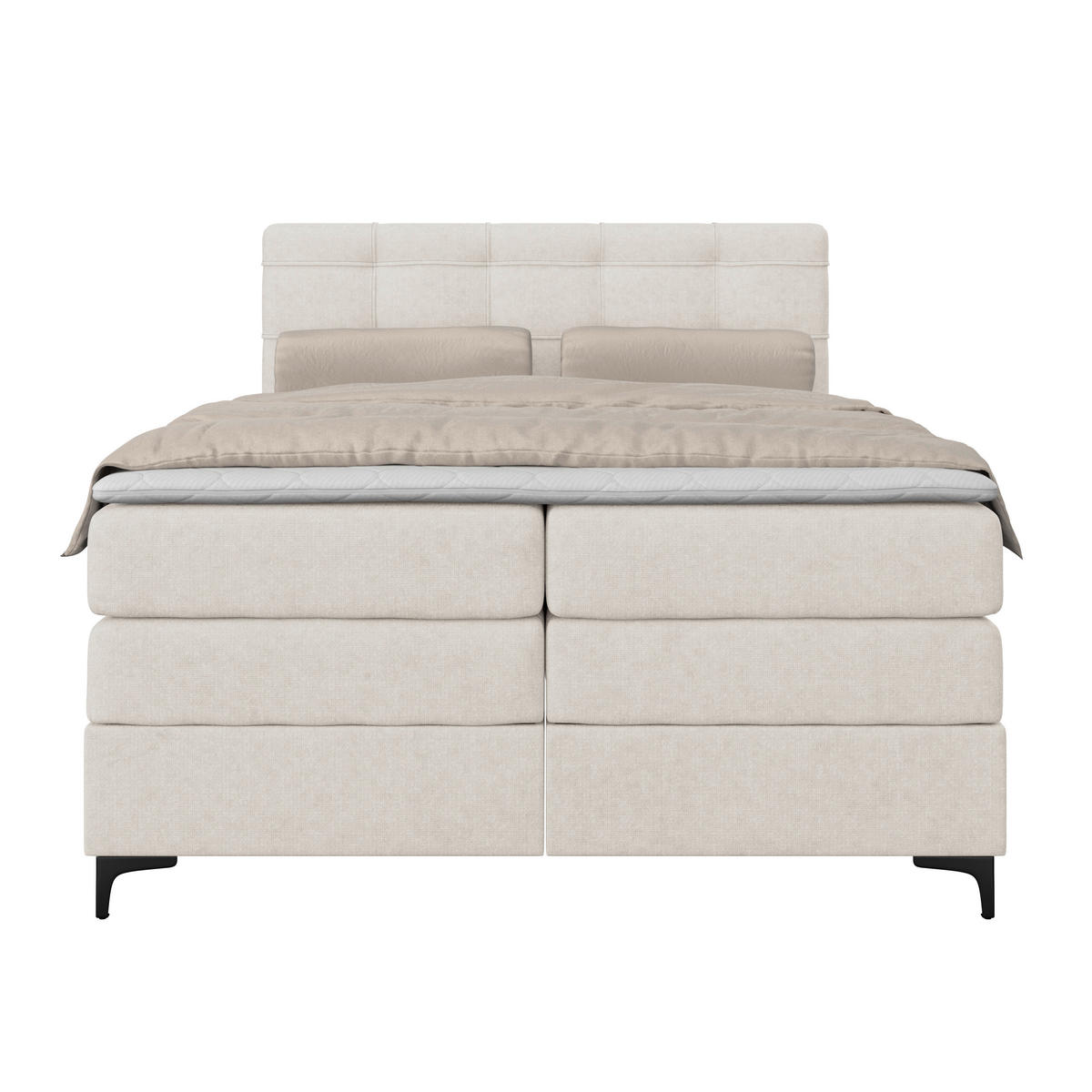 BOXSPRINGBETT 140/200 cm,  in Creme, H3 = fest  - Creme/Schwarz, KONVENTIONELL, Kunststoff/Textil (140/200cm)