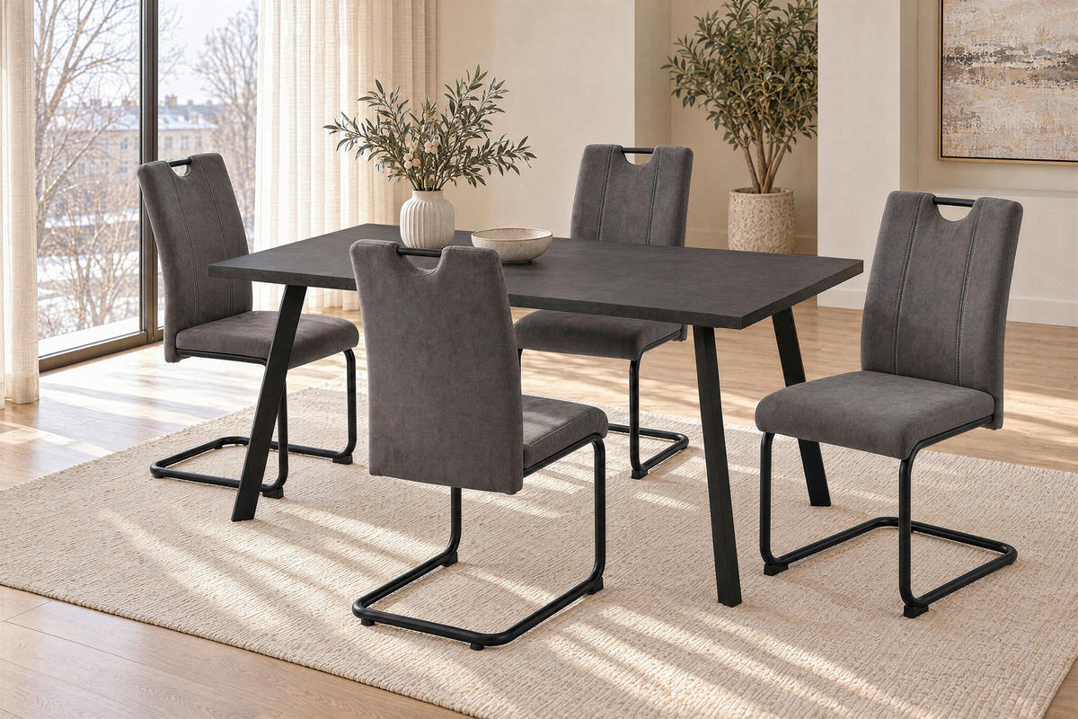 ESSTISCH 180/90/76 cm Nachbildung  Metall, Holzwerkstoff in verschiedenen Holzdekoren erhältlich rechteckig Schwarz  - Schwarz, KONVENTIONELL, Holzwerkstoff/Metall (180/90/76cm) - Hom`in