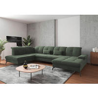 WOHNLANDSCHAFT in Flachgewebe Grün  - Schwarz/Grün, Konventionell, Textil/Metall (231/357/185cm) - Sit & More