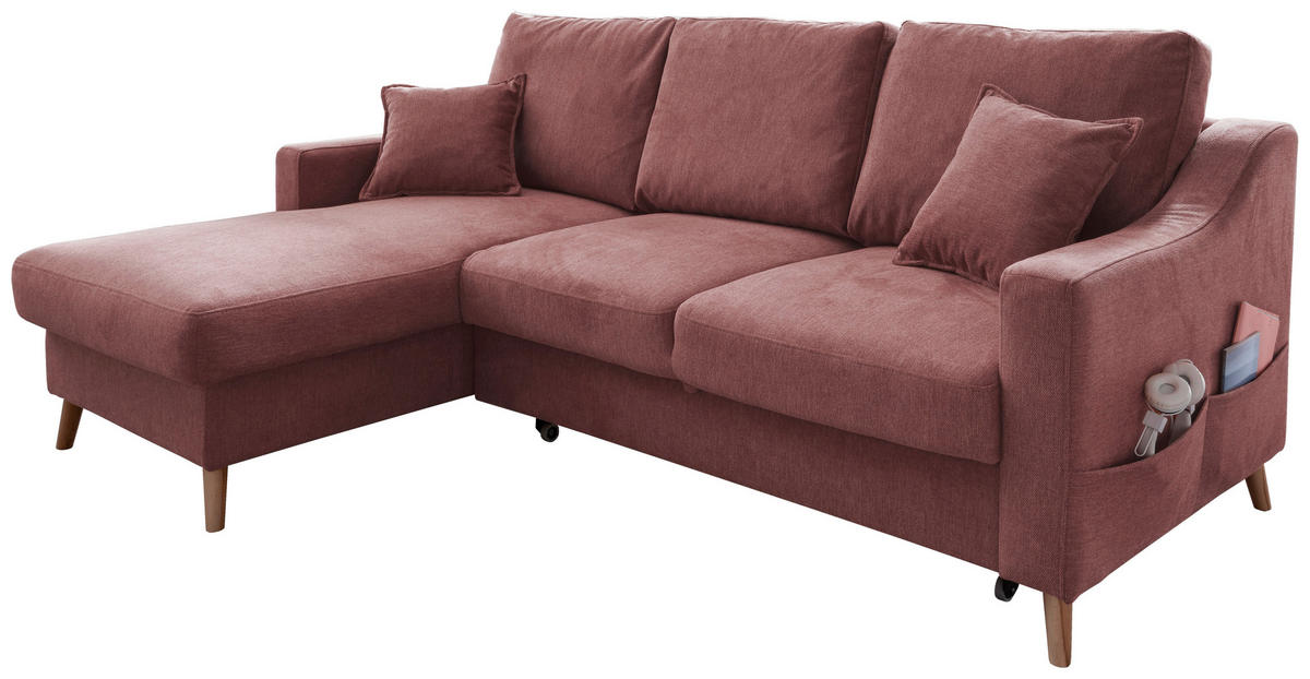 ECKSOFA in Struktur Rosa  - Naturfarben/Rosa, Konventionell, Holz/Textil (150/228cm) - P & B