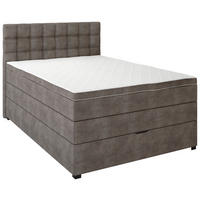 BOXSPRINGBETT 120/200 cm,  in Dunkelgrau, Matratze, Bettkasten, Topper, H3 = fest  - Dunkelgrau/Schwarz, KONVENTIONELL, Kunststoff/Textil (120/200cm) - Boxxx