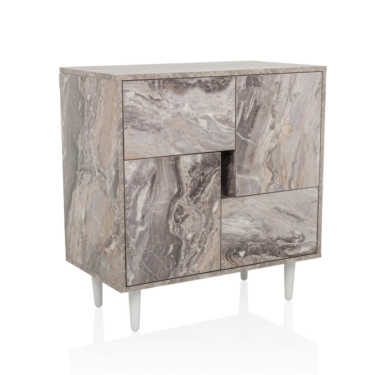 BYRÅ 72/77/39,5 cm  - vit/brun, Modern, trämaterial/trä (72/77/39,5cm) - MID.YOU