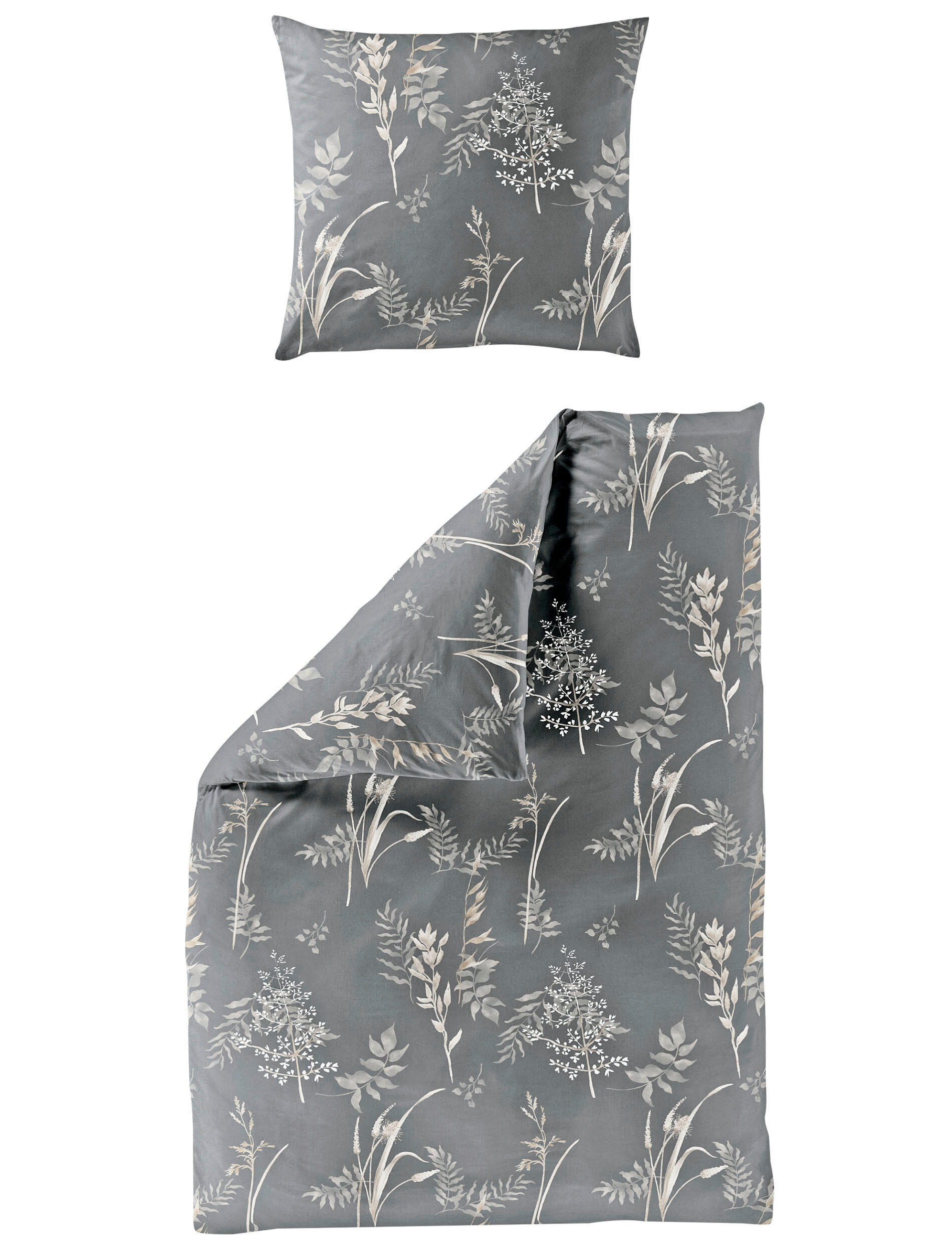 BETTWÄSCHE 2-teilig Makosatin 135/200 cm  - Anthrazit, Design, Textil (135/200cm) - Bierbaum