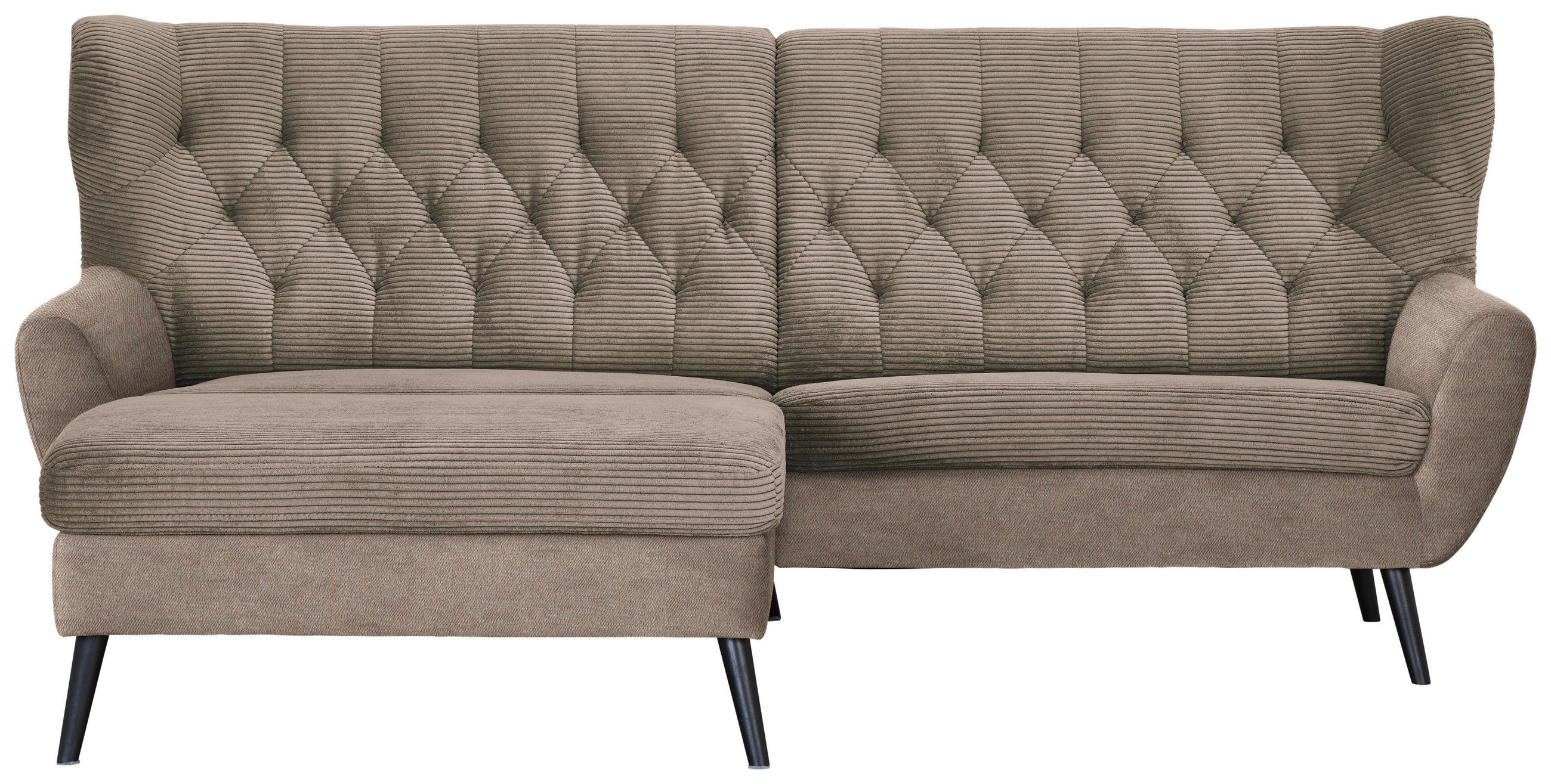 ECKSOFA Braun Cord  - Schwarz/Braun, Design, Holz/Textil (165/237cm) - Stylife