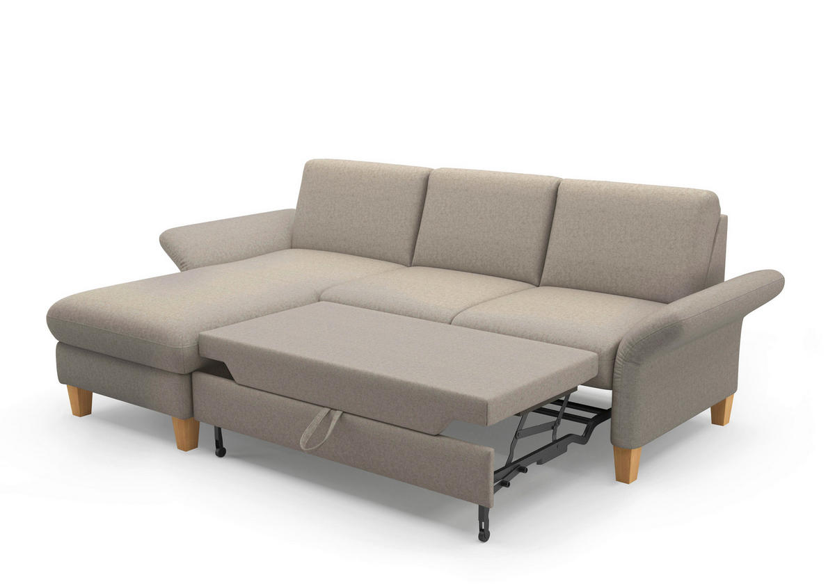 ECKSOFA ROCHELLE E Taupe Flachgewebe  - Taupe/Eichefarben, KONVENTIONELL, Holz/Textil (164/251cm) - Sit & More