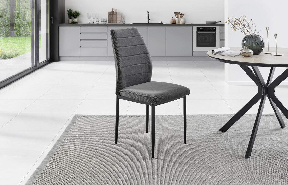 STUHL  in Eisen Cord Metall, Textil  - Schwarz/Grau, LIFESTYLE, Textil/Metall (44/96/58cm) - Livetastic