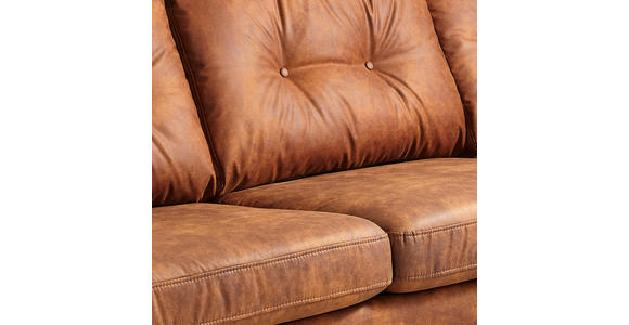 2-SITZER-SOFA in Lederlook Cognac  - Cognac/Schwarz, Design, Holz/Textil (187/89/92cm) - Carryhome