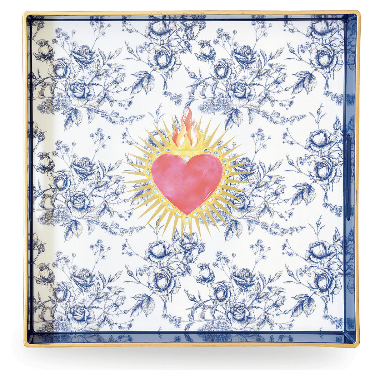 POSLUŽAVNIK DEKORATIVNI  - bijela/plava, Lifestyle, plastika (33/33/4cm)