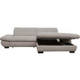 ECKSOFA in Mikrofaser Hellgrau  - Hellgrau/Schwarz, Design, Textil/Metall (290/198cm) - Xora