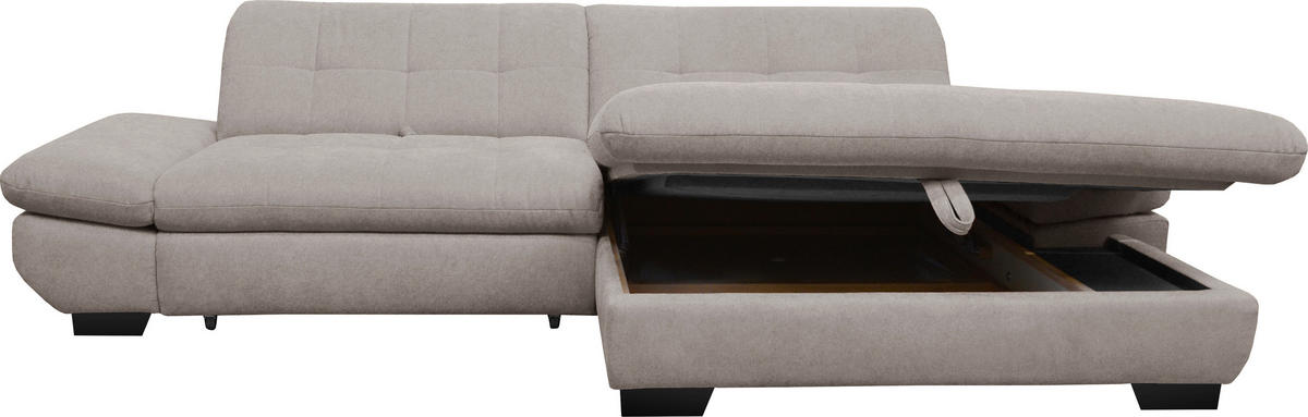 ECKSOFA in Mikrofaser Hellgrau  - Hellgrau/Schwarz, Design, Textil/Metall (290/198cm) - Xora