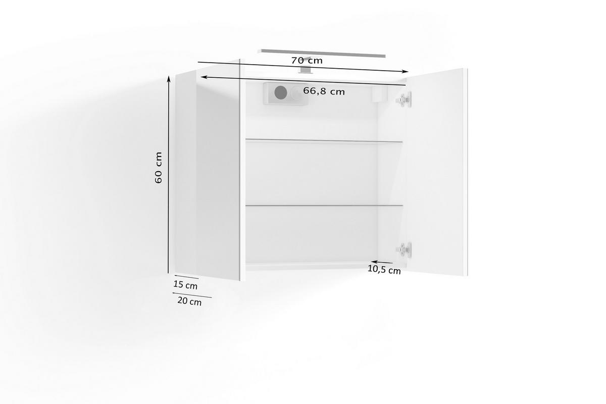SPIEGELSCHRANK 70/60/20 cm  - Anthrazit, MODERN, Glas/Holzwerkstoff (70/60/20cm) - MID.YOU