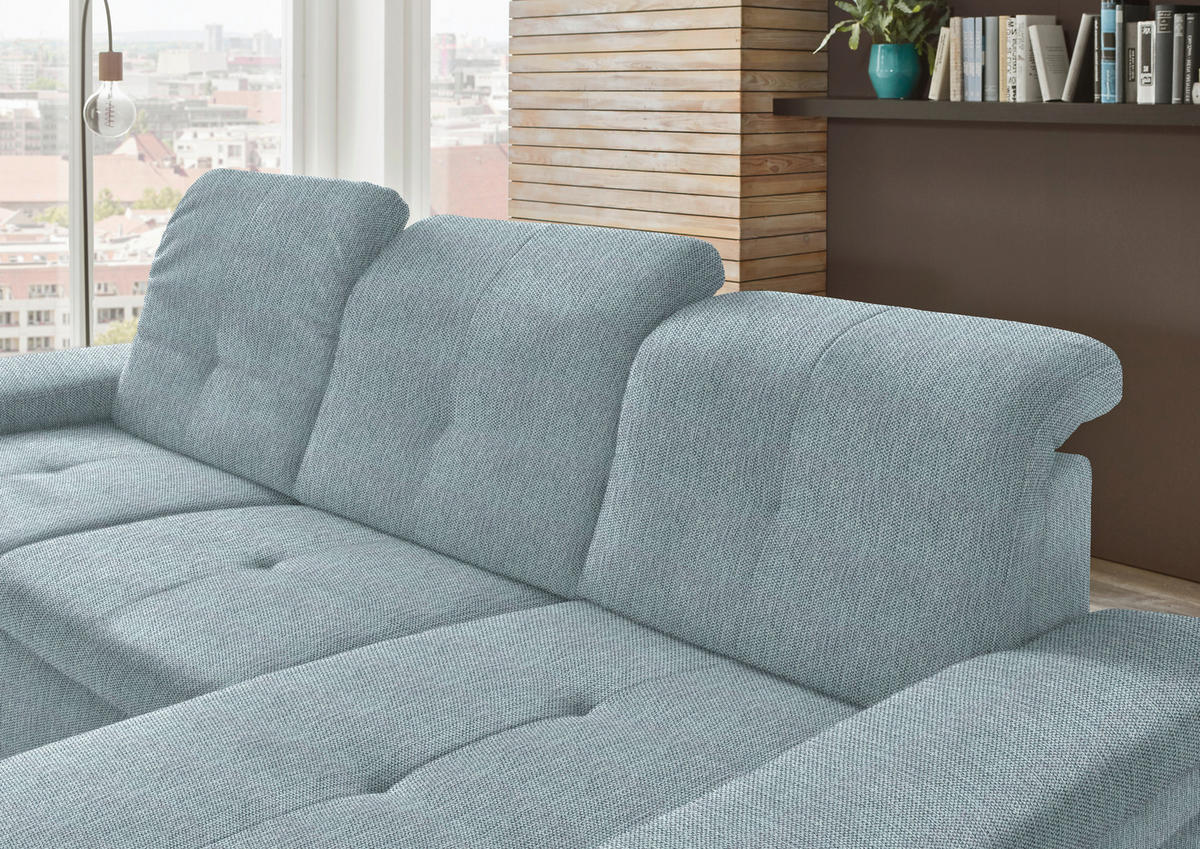 ECKSOFA in Flachgewebe Türkis  - Türkis/Schwarz, Design, Textil/Metall (297/174cm) - Beldomo Style