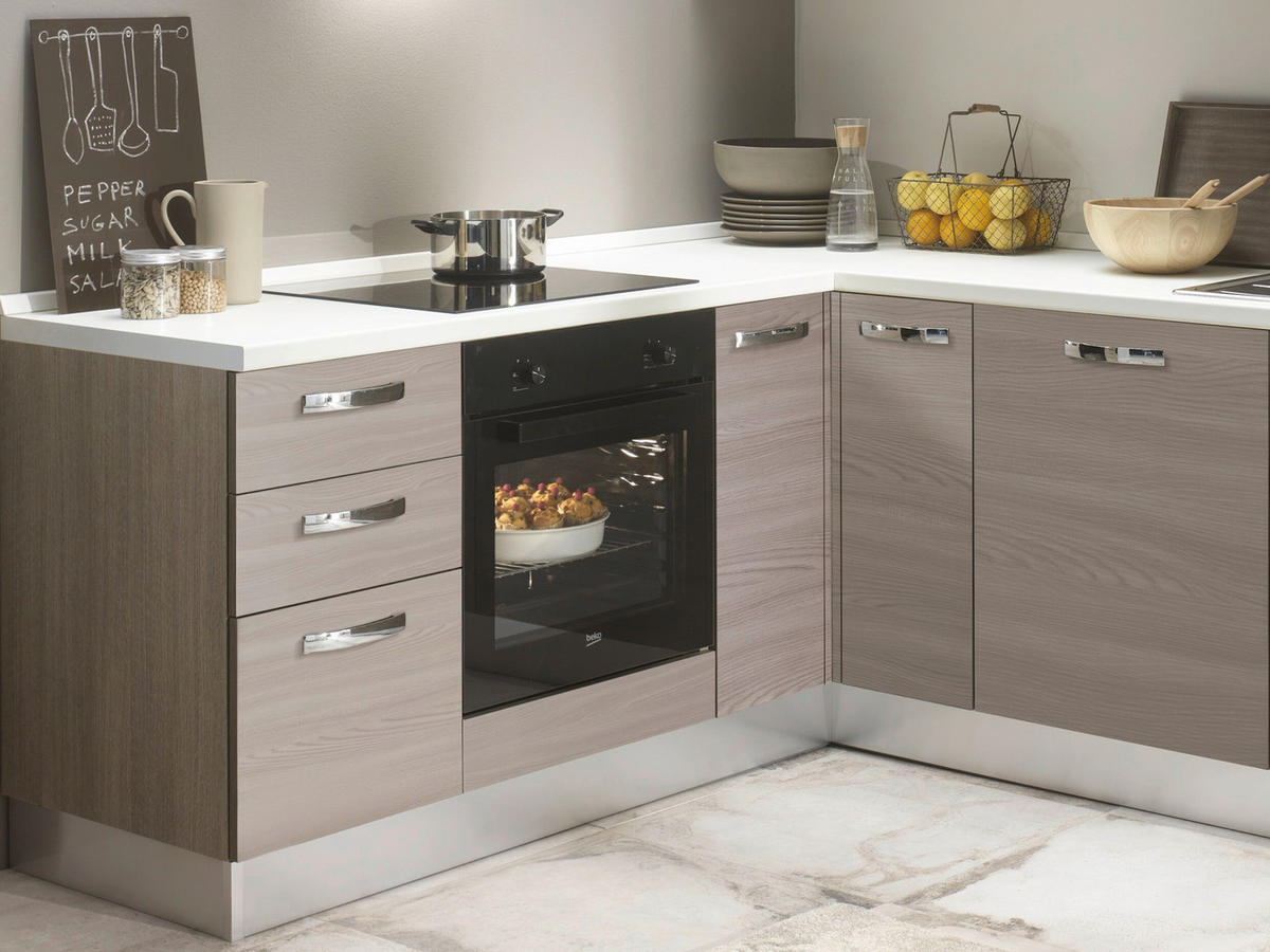 ECKKÜCHE 195/270 cm  in Creme, Eiche grau  - Eiche grau/Magnolie, LIFESTYLE, Holzwerkstoff/Kunststoff (195/270cm) - MID.YOU