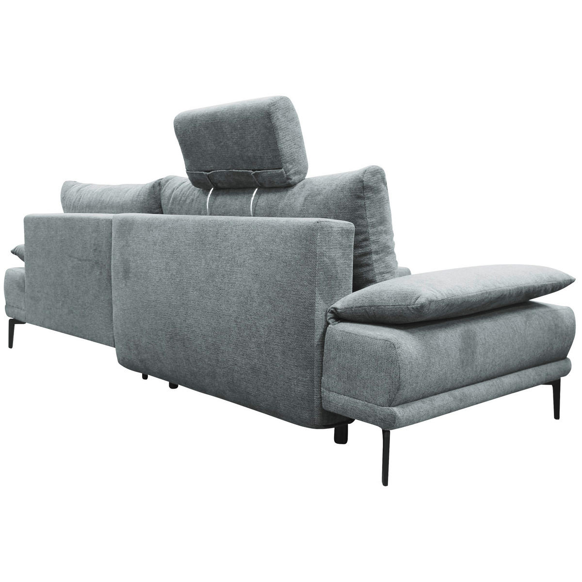 ECKSOFA Grau Webstoff  - Schwarz/Grau, Design, Textil/Metall (260/192cm) - MID.YOU