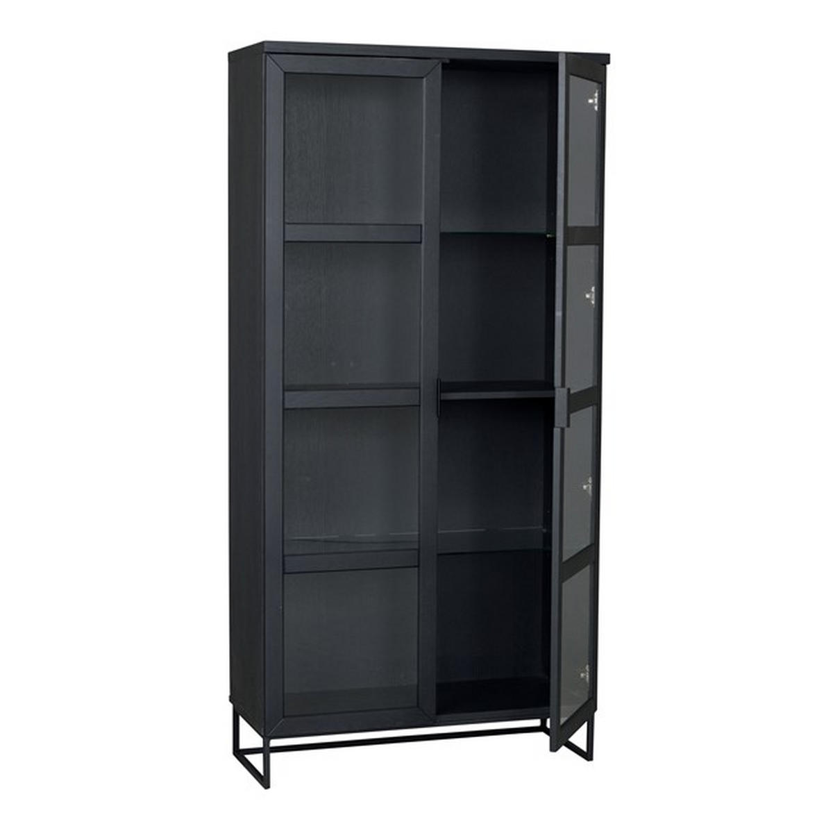 VITRINSKÅP i delar i massivt trä ek svart, transparent  - svart/transparent, Modern, metall/trä (95/195/41cm) - Rowico
