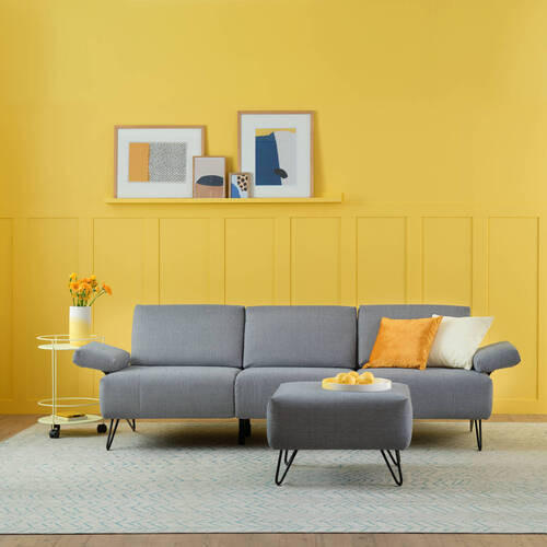 3-SITZER-SOFA in Samt Naturfarben  - Schwarz/Naturfarben, Design, Textil/Metall (234-264/85/86-94cm) - SENSOO