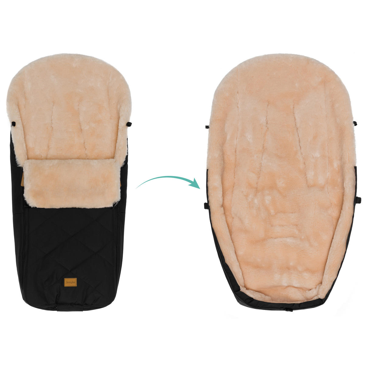 BUGGY-FUSSSACK Vegan  - Schwarz, Trend, Kunststoff/Textil (50/100cm) - Jimmylee