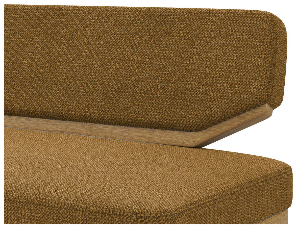 SITZBANK 190/80/52 cm Flachgewebe Schwarz, Currygelb Eiche massiv  - Currygelb/Schwarz, Basics, Holz/Textil (190/80/52cm) - Carryhome