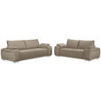 2-SITZER-SOFA Lederlook Beige  - Chromfarben/Beige, KONVENTIONELL, Textil/Metall (212/85/95cm) - Carryhome