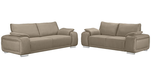 2-SITZER-SOFA Lederlook Beige  - Chromfarben/Beige, KONVENTIONELL, Textil/Metall (212/85/95cm) - Carryhome