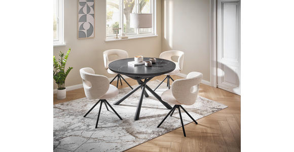 ESSTISCH in Keramik, Holzwerkstoff 120-160/120/76 cm  - Schwarz, Design, Keramik/Holzwerkstoff (120-160/120/76cm) - Novel