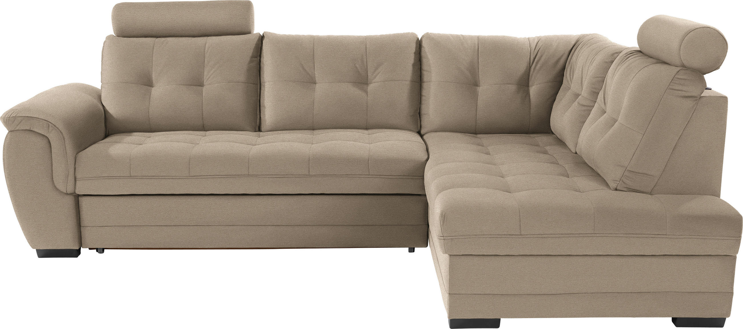 ECKSOFA Hellbraun Webstoff  - Hellbraun/Dunkelbraun, KONVENTIONELL, Kunststoff/Textil (251/183cm) - Livetastic